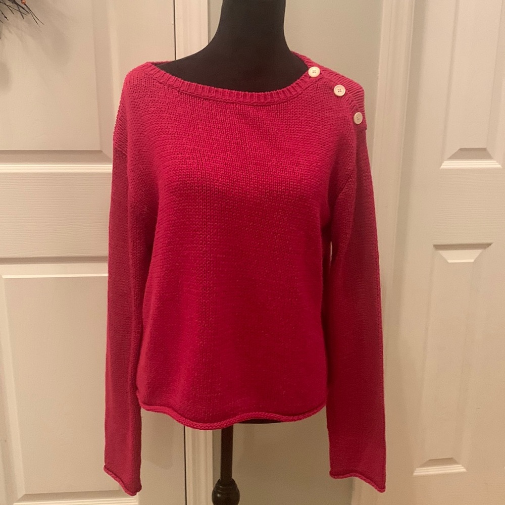 Vintage Ralph Lauren Hot Pink/ Fuschia Sweater with Button Detail